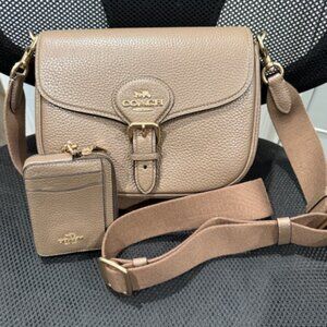 Coach Lux pebble leather Amelia in Taupe